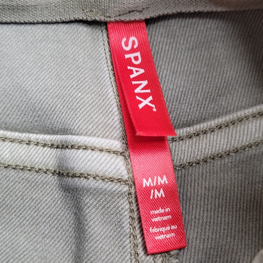 Spanx Pants Womens M Pale Sage Structured Twill Shaping High Rise Stretch Ankle - Picture 9 of 16